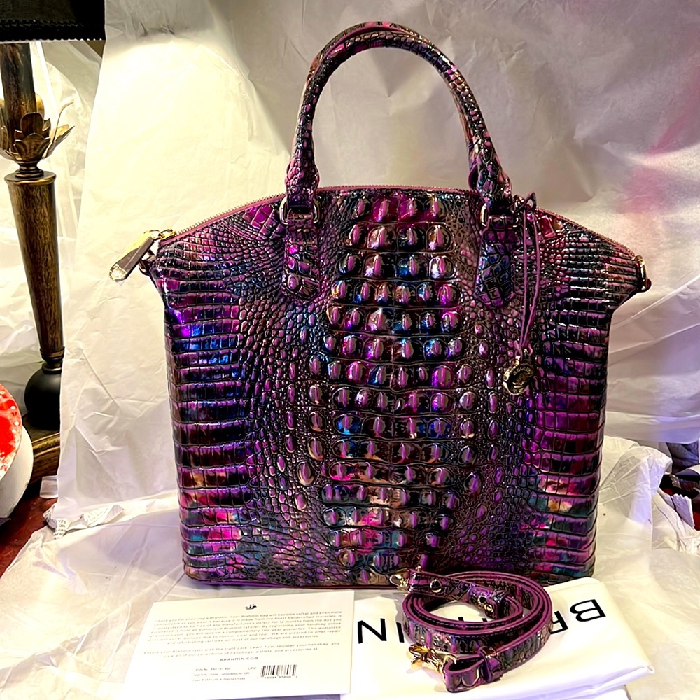 Brahmin Lustrous Melbourne croc large Duxbury satchel GORGEOUS!! New